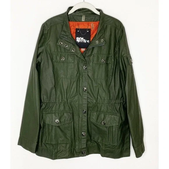 The Fillmore Women's Olive Full Zip Military Bomber Jacket Sz Large - Picture 2 of 8